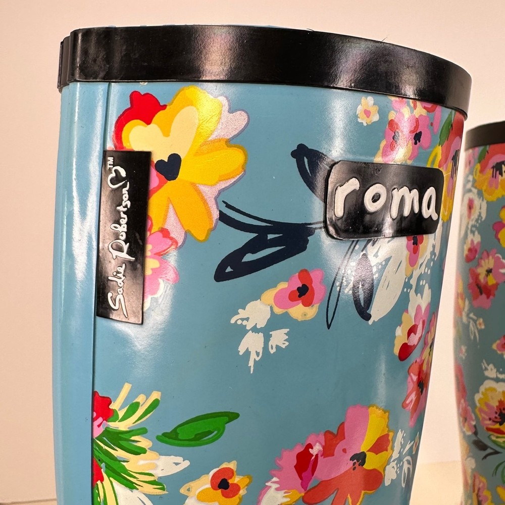 Roma Boots Emma Floral Sadie Robertson Tall Flower Rainboots Wellies Women's 5 - Picture 11 of 11